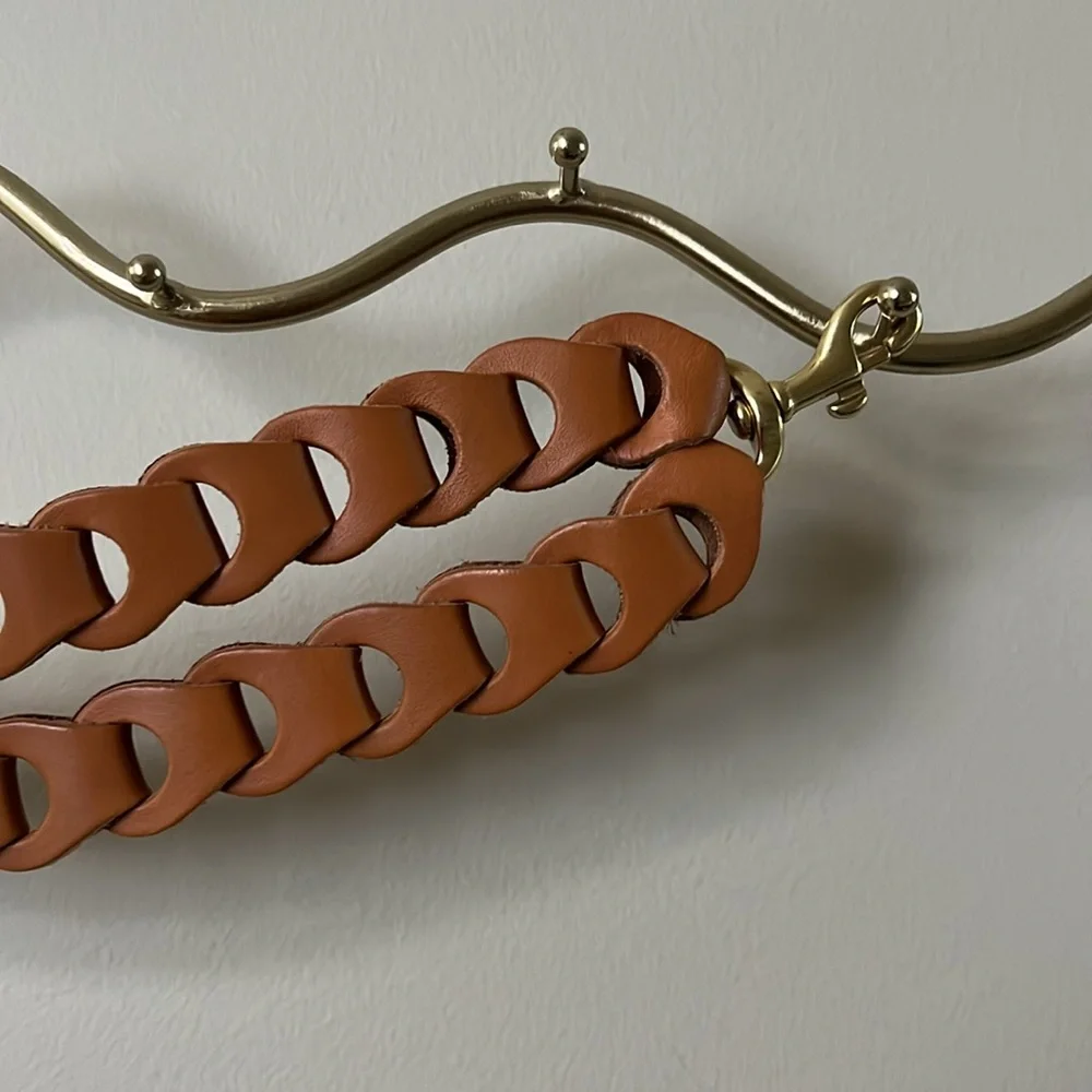 Clare V Double Veg Link Shoulder Bag Strap In Cuoio - Picture 4 of 9